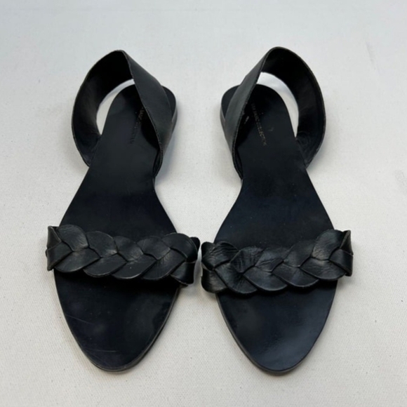 Zara Basic Collection Womens Braided Flat Sandals Black Size 9/40 - Picture 1 of 5